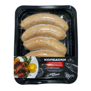 Колбаски из красной рыбы с морепродуктами, овощами и зеленью "Шеф краба" 500 гр