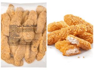 СТРИПСЫ ИЗ КУРИНОЙ ГРУДКИ В ПАНИРОВКЕ упаковка 990 гр