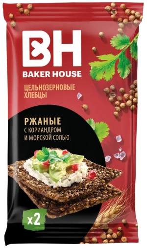 Хлебцы Baker House Скандинавские цельнозерновые ржаные с кориандром и морской солью, 180 гр