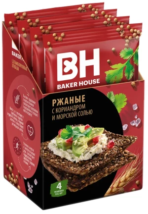 Хлебцы Baker House Скандинавские цельнозерновые ржаные с кориандром и морской солью, 180 гр