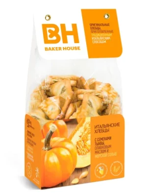 Хлебцы Baker House Итальянские, с семенами тыквы, оливковым маслом и морской солью, 250 г