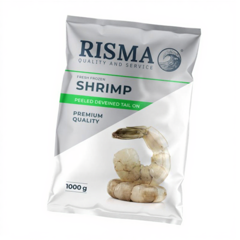 Креветка 26/30 очищенная без головы, без пищевода, с хвостом, сыромороженая Risma Индия упак 1 кг